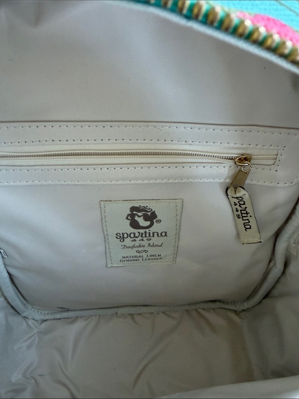 Spartina 449 Chloe Backpack Floral Linen Structured Coastal Beachy - Picture 9 of 11